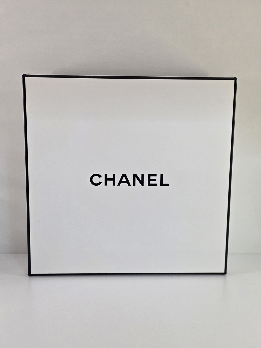 Authentic CHANEL White and Black Gift Box-7.75"Wx7.7"H